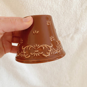 Thrifted Goods - Dainty Brown Floral Candle Shade, Topper and Underplate