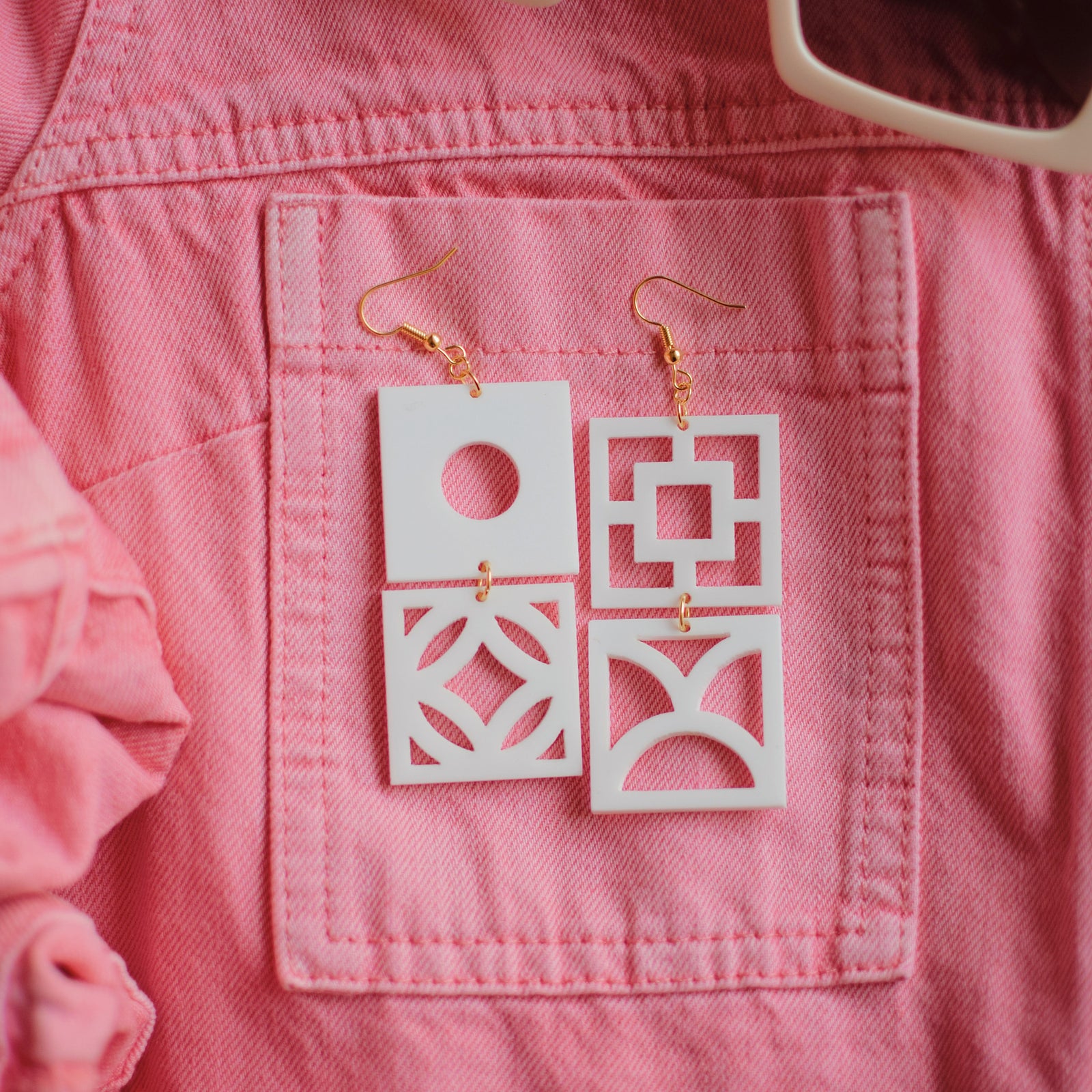 Earrings - Breeze Block Mismatched Dangle - Style No. 1