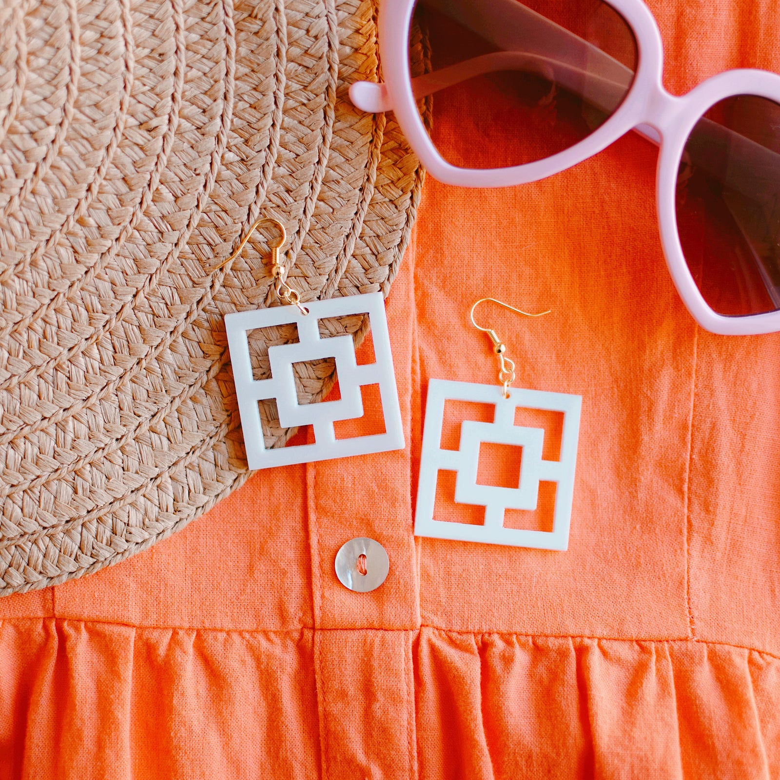 Earrings - Breeze Block Single Matching Dangle - Style No. 1