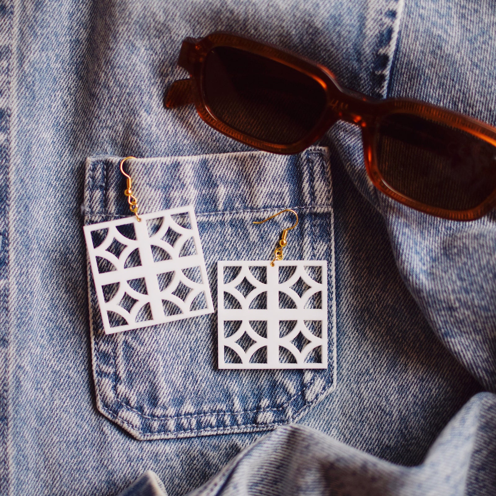 Earrings - Breeze Block Stacked Mega Dangle - Style No. 4