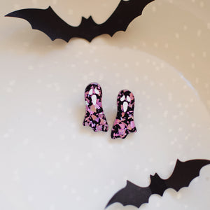 Earrings - Halloween Ghost Studs - Toil + Trouble/White