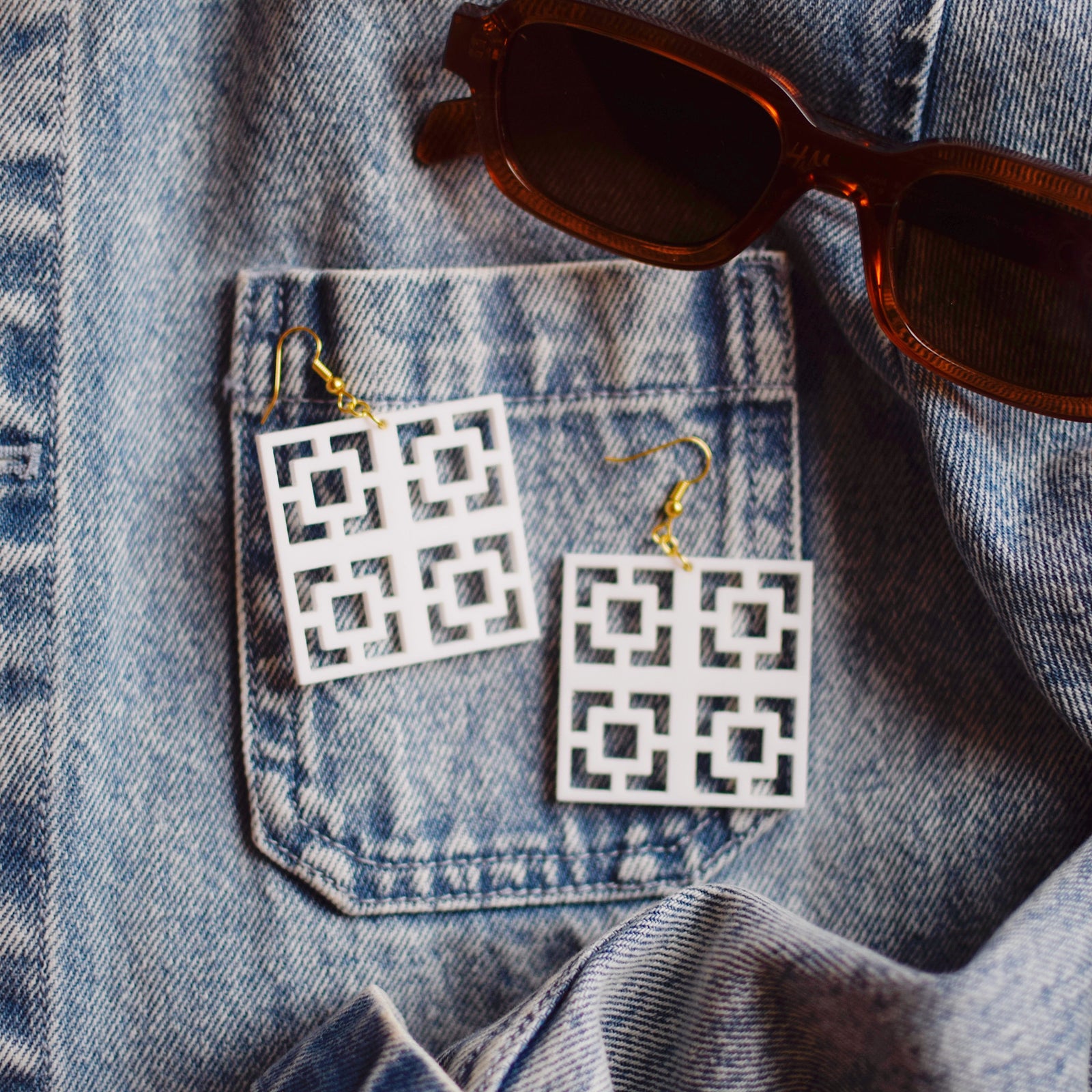 Earrings - Breeze Block Stacked Mega Dangle - Style No. 1