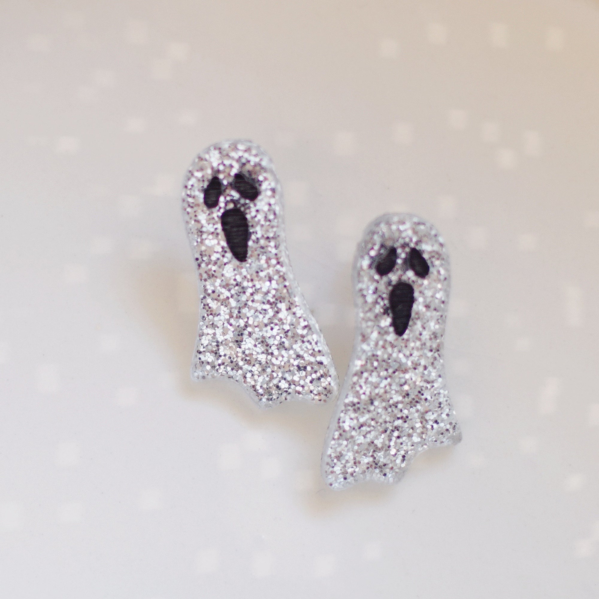 Earrings - Halloween Ghost Studs - Devil's Disco/Black