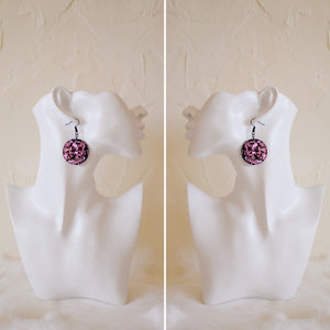 Earrings - Smiley Face Dangles -  Pink Party Confetti