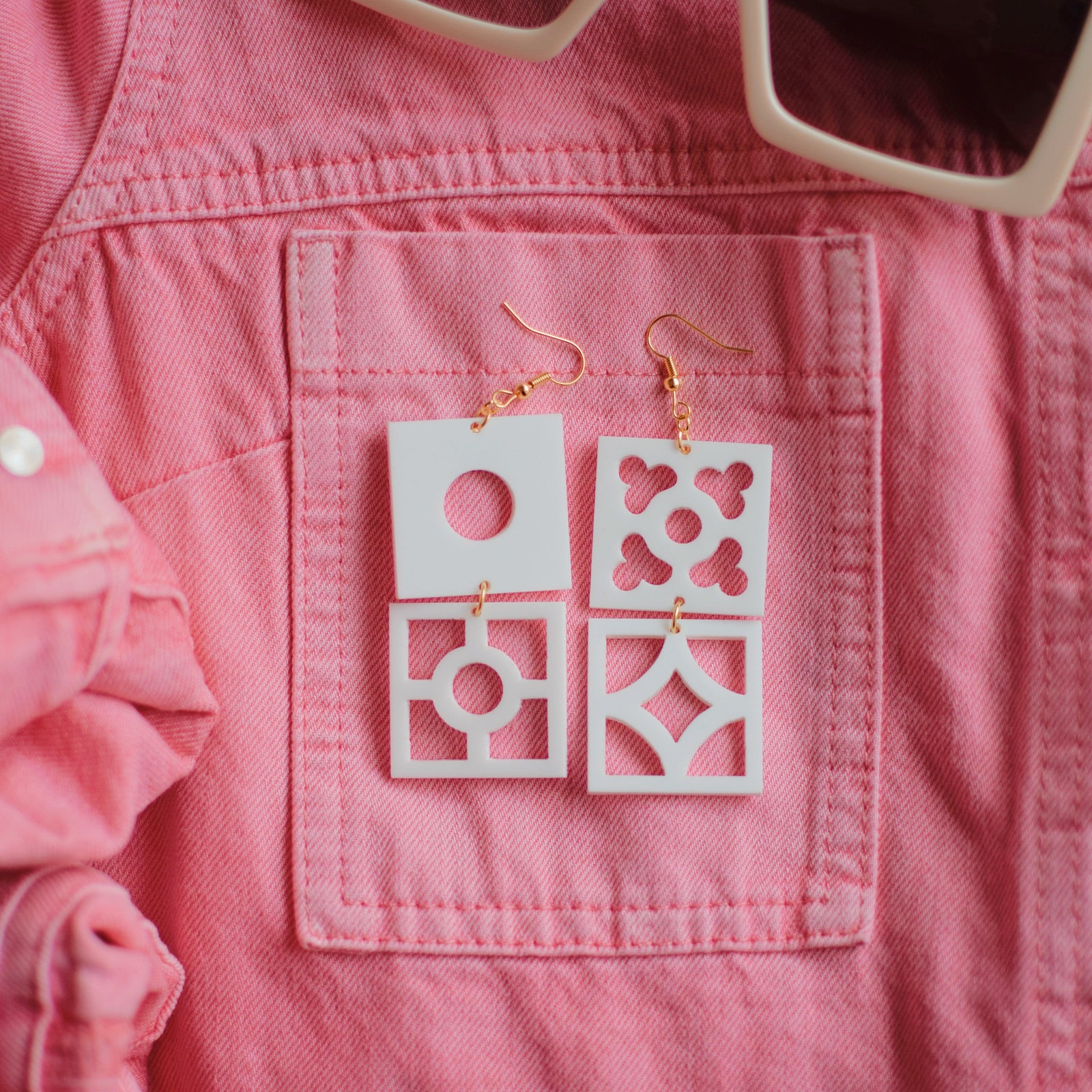 Earrings - Breeze Block Mismatched Dangle - Style No. 3