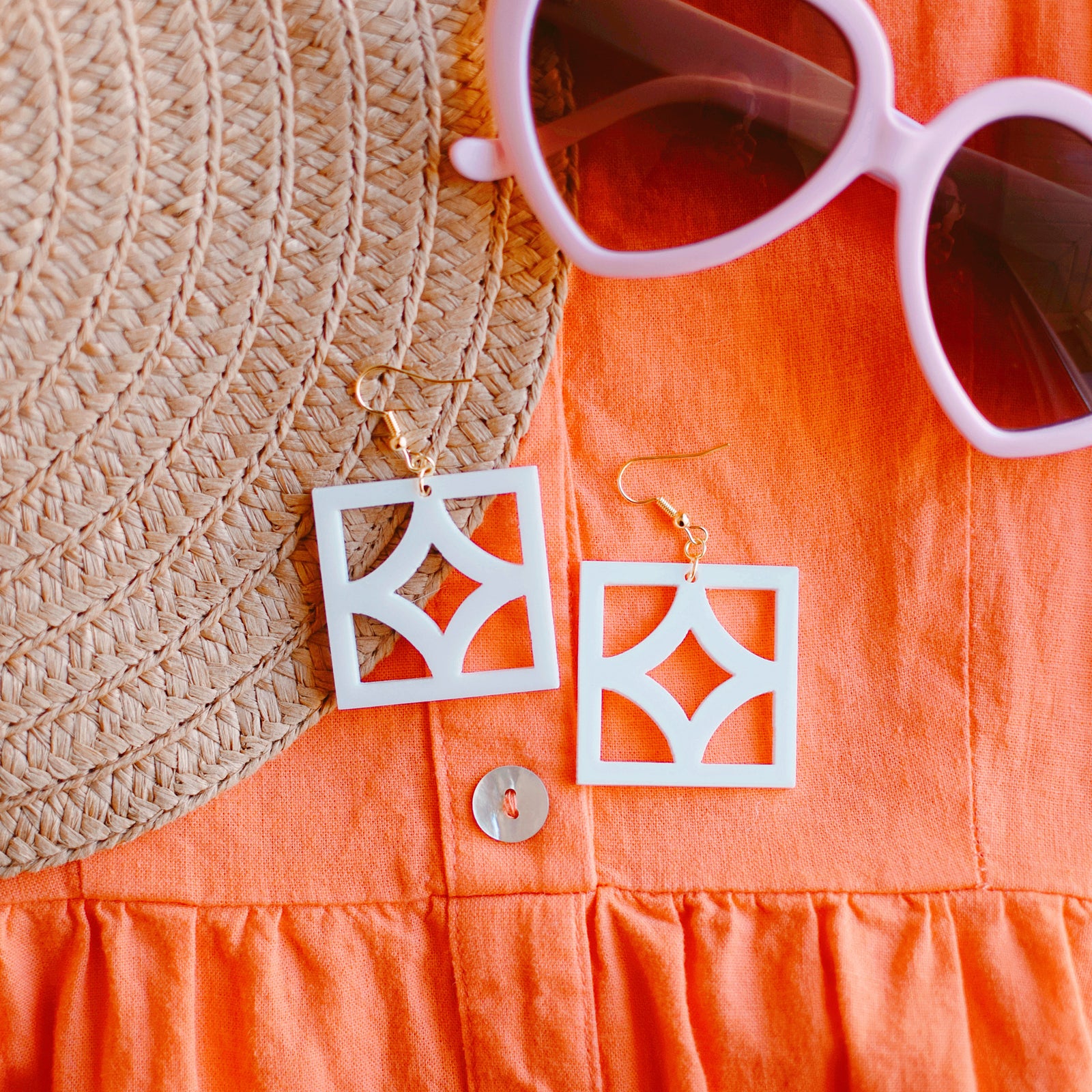 Earrings - Breeze Block Single Matching Dangle - Style No. 4