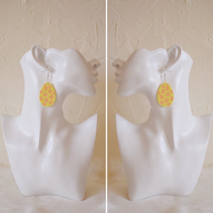 Earrings - Spring/Easter - Butter Yellow Floral Egg Dangles