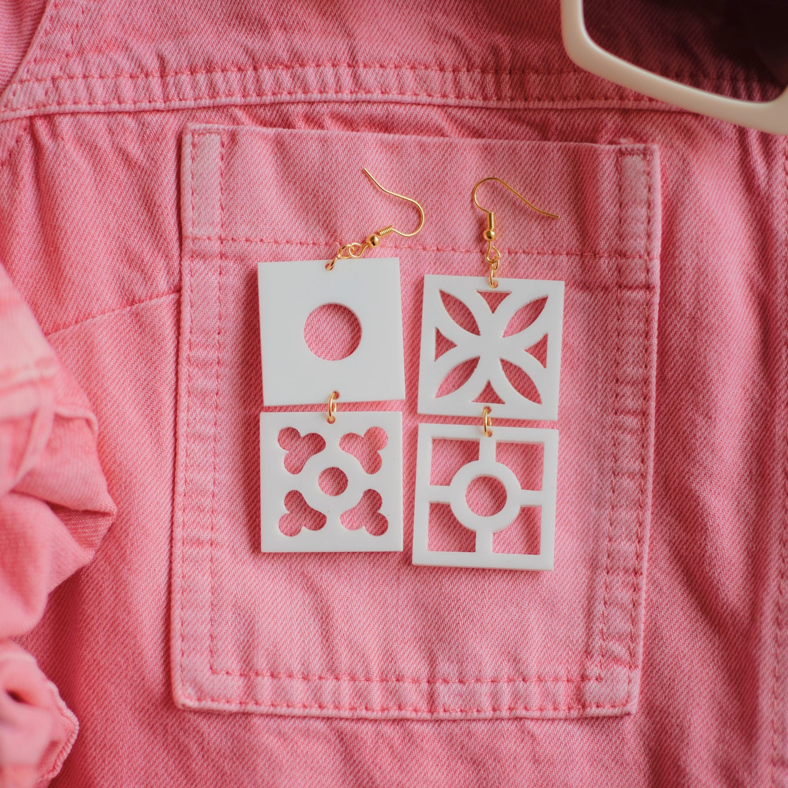 Earrings - Breeze Block Mismatched Dangle - Style No. 5