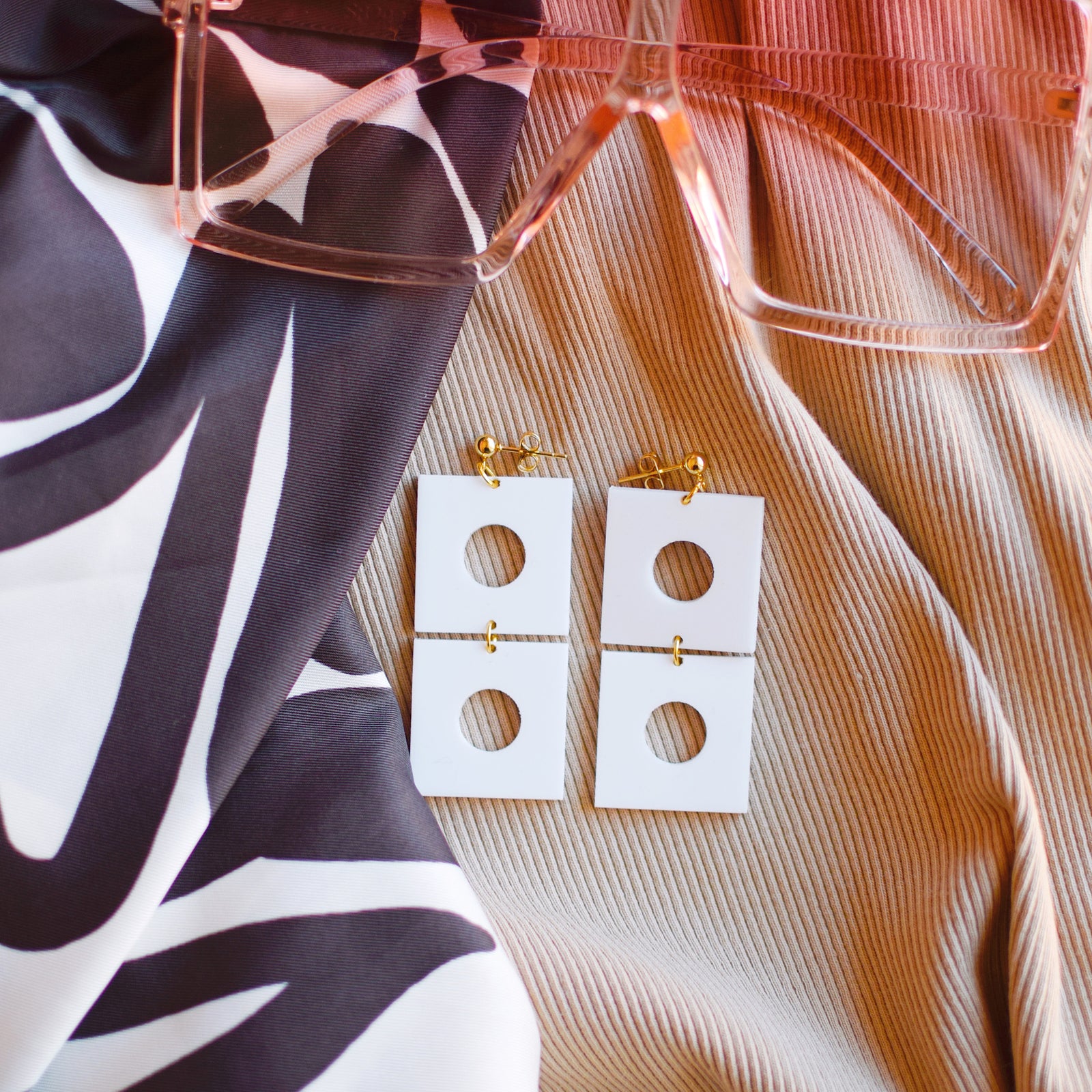 Earrings - Breeze Block Stacked Matching Post Dangle - Style No. 6