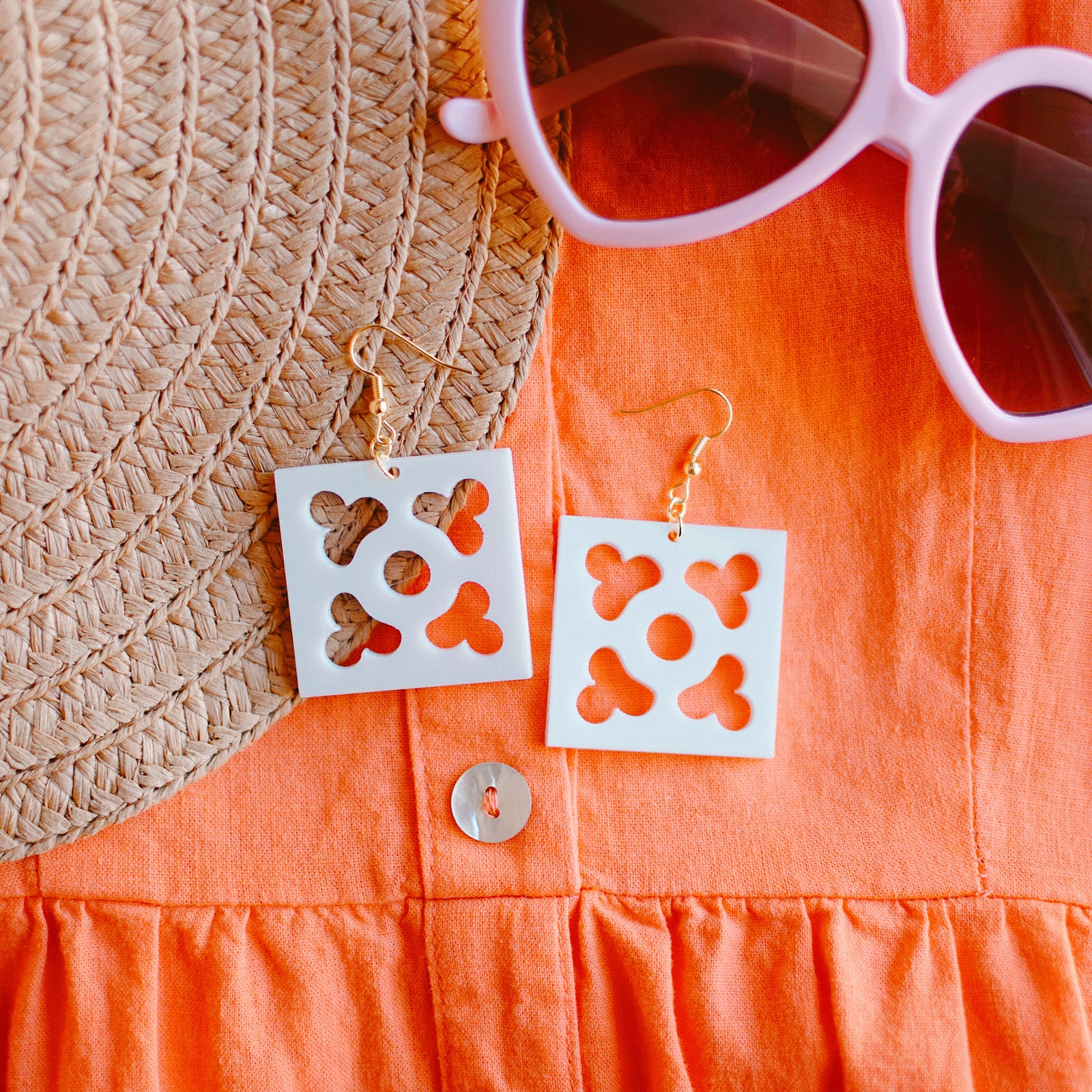 Earrings - Breeze Block Single Matching Dangle - Style No. 5