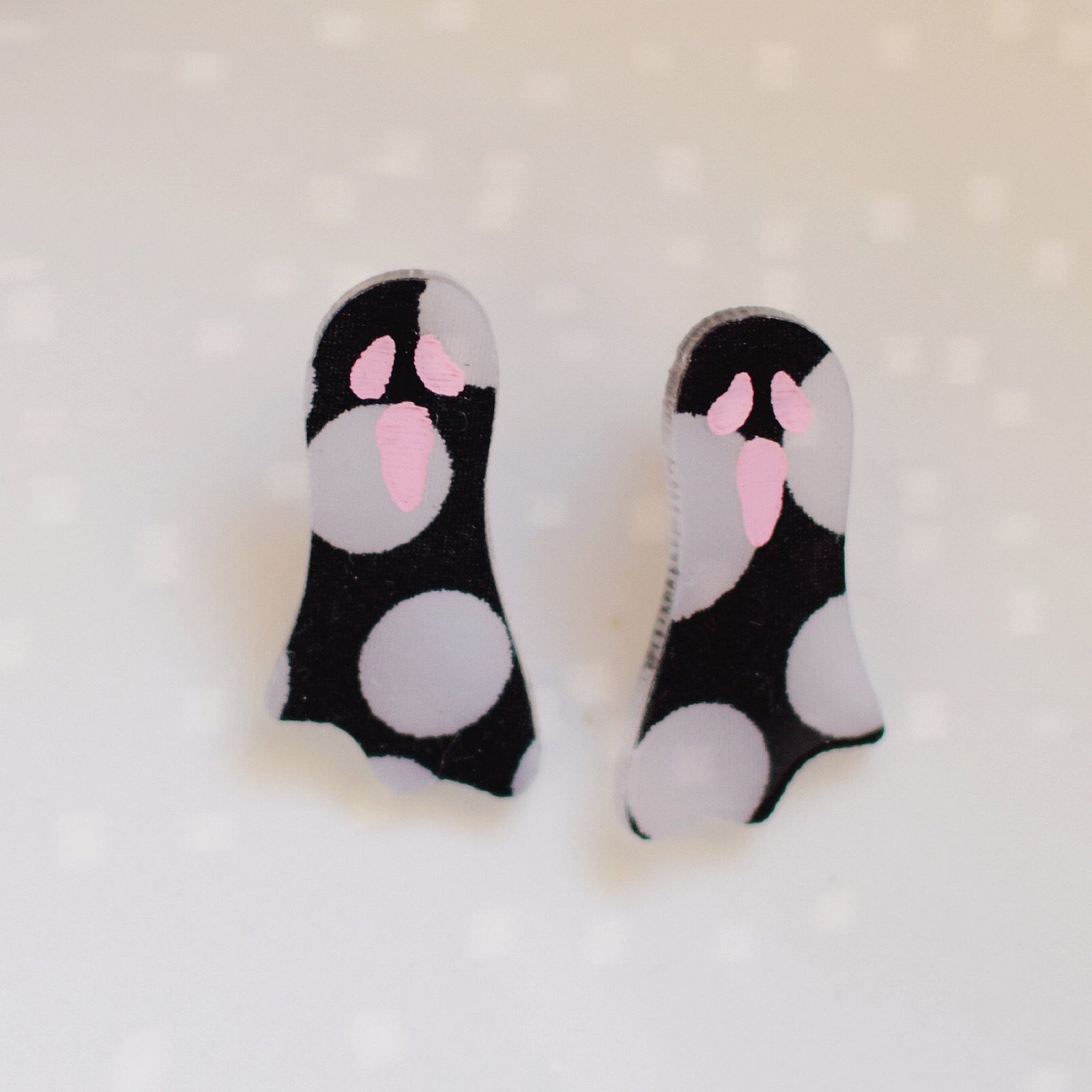 Earrings - Halloween Ghost Studs - Creepy Clown/Pink