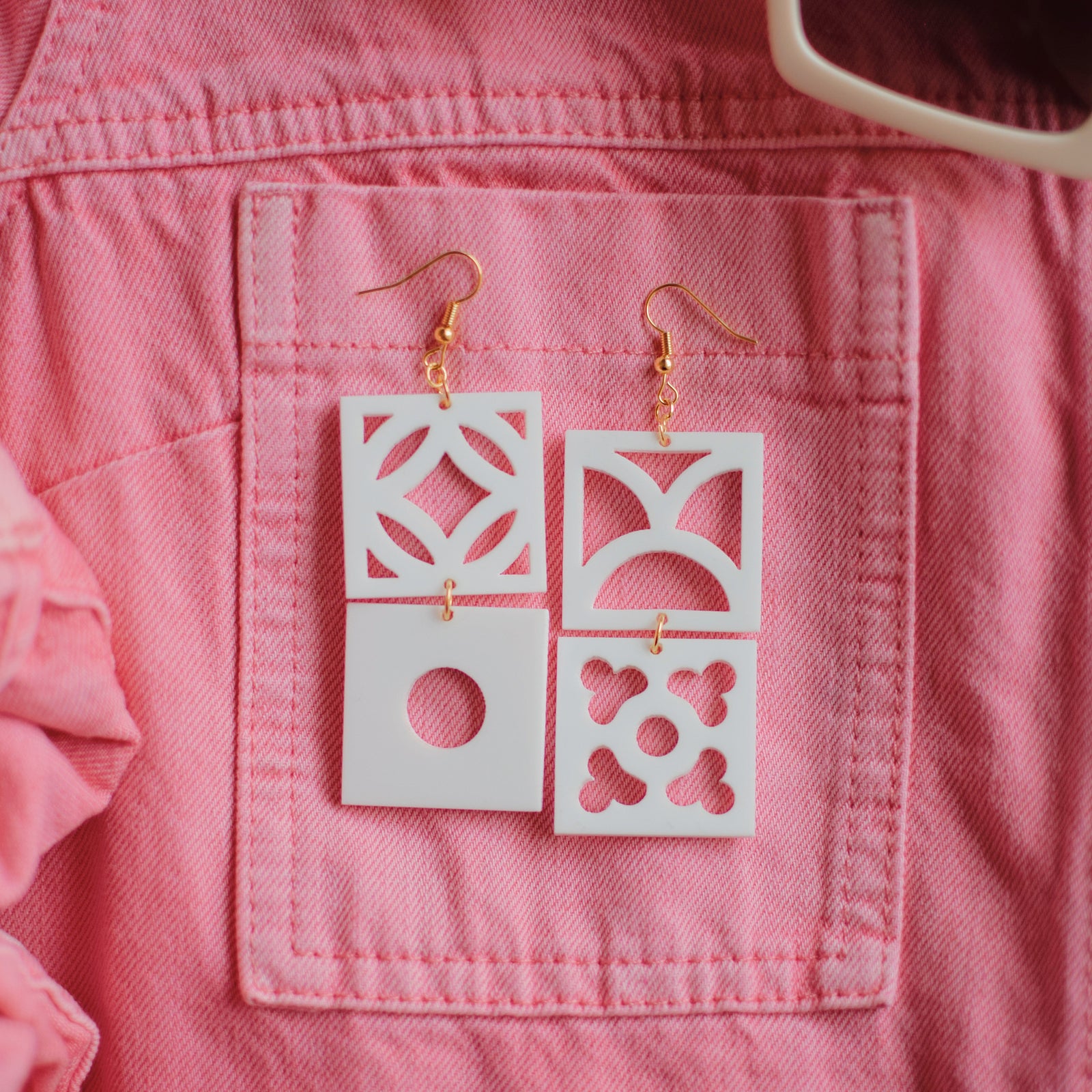 Earrings - Breeze Block Mismatched Dangle - Style No. 6