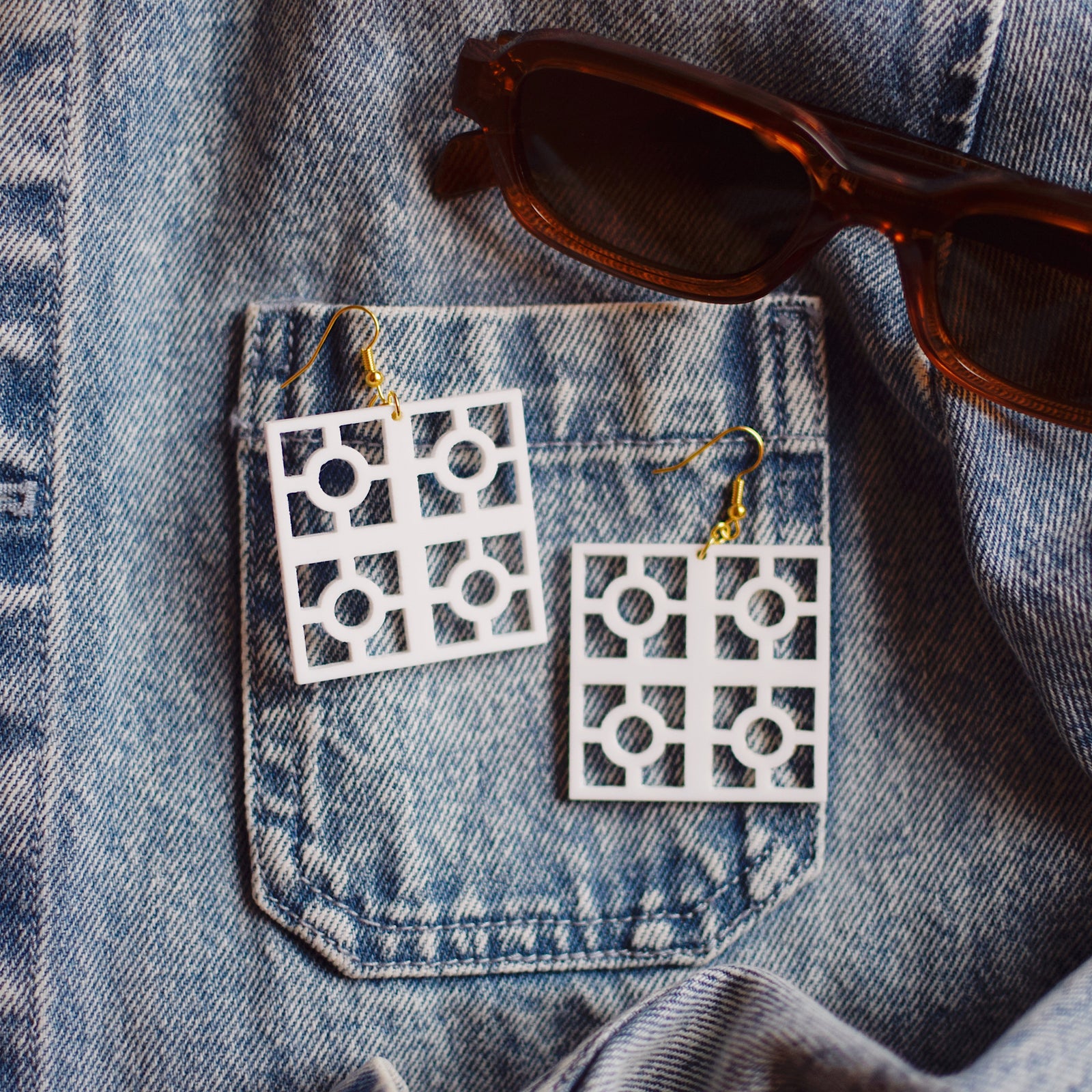 Earrings - Breeze Block Stacked Mega Dangle - Style No. 8