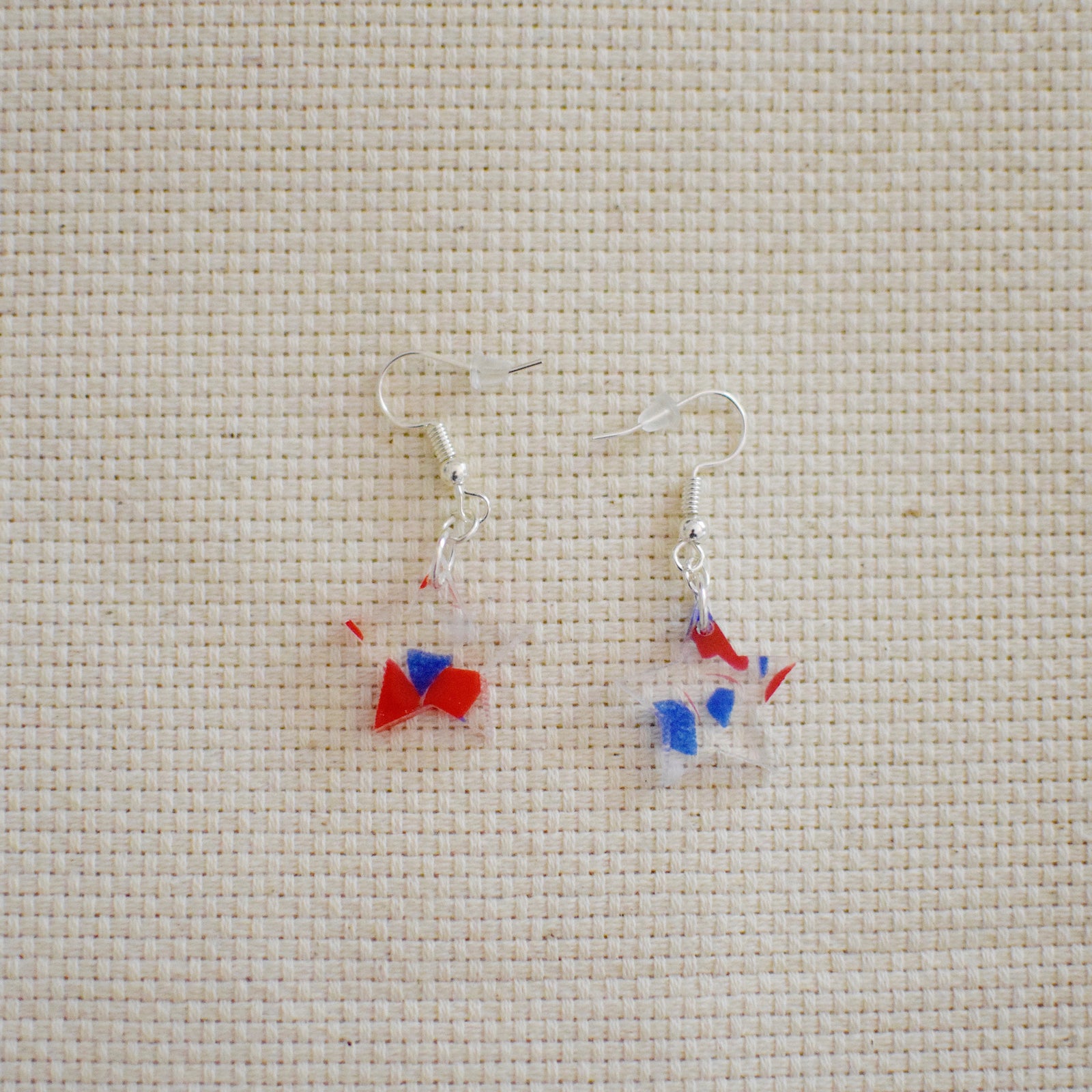 Earrings - 4th of July - Tiny Star Dangles - America Terrazo