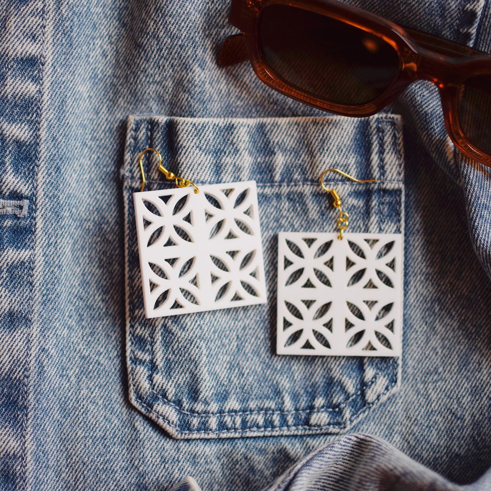 Earrings - Breeze Block Stacked Mega Dangle - Style No. 3