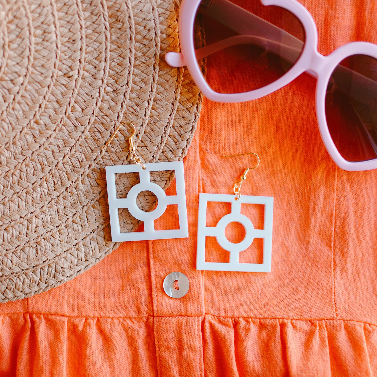 Earrings - Breeze Block Single Matching Dangle - Style No. 8