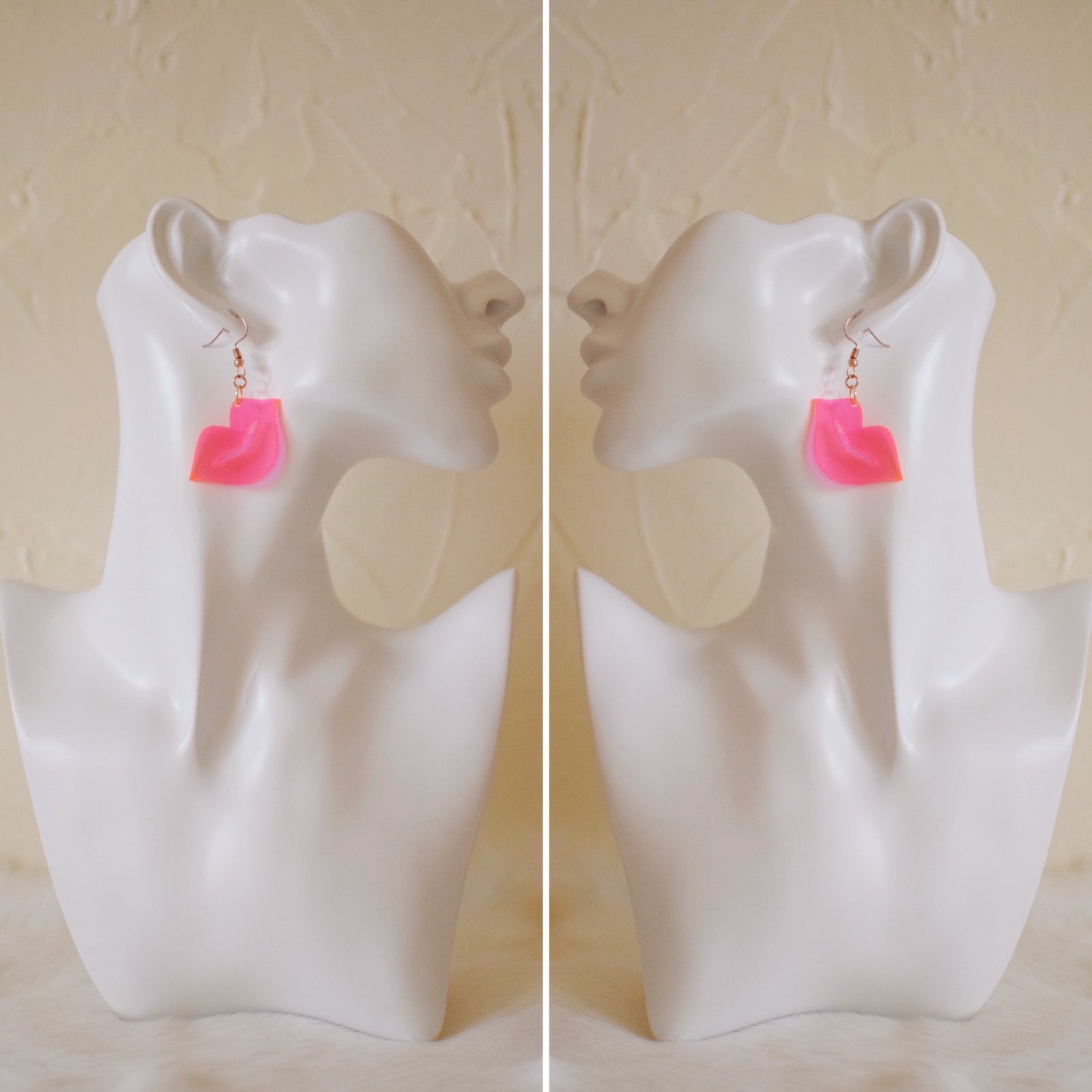 Earrings - Valentines Day - Smooch Dangles - Neon Pink