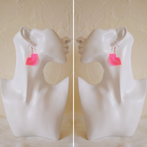 Earrings - Valentines Day - Smooch Dangles - Translucent Fuschia