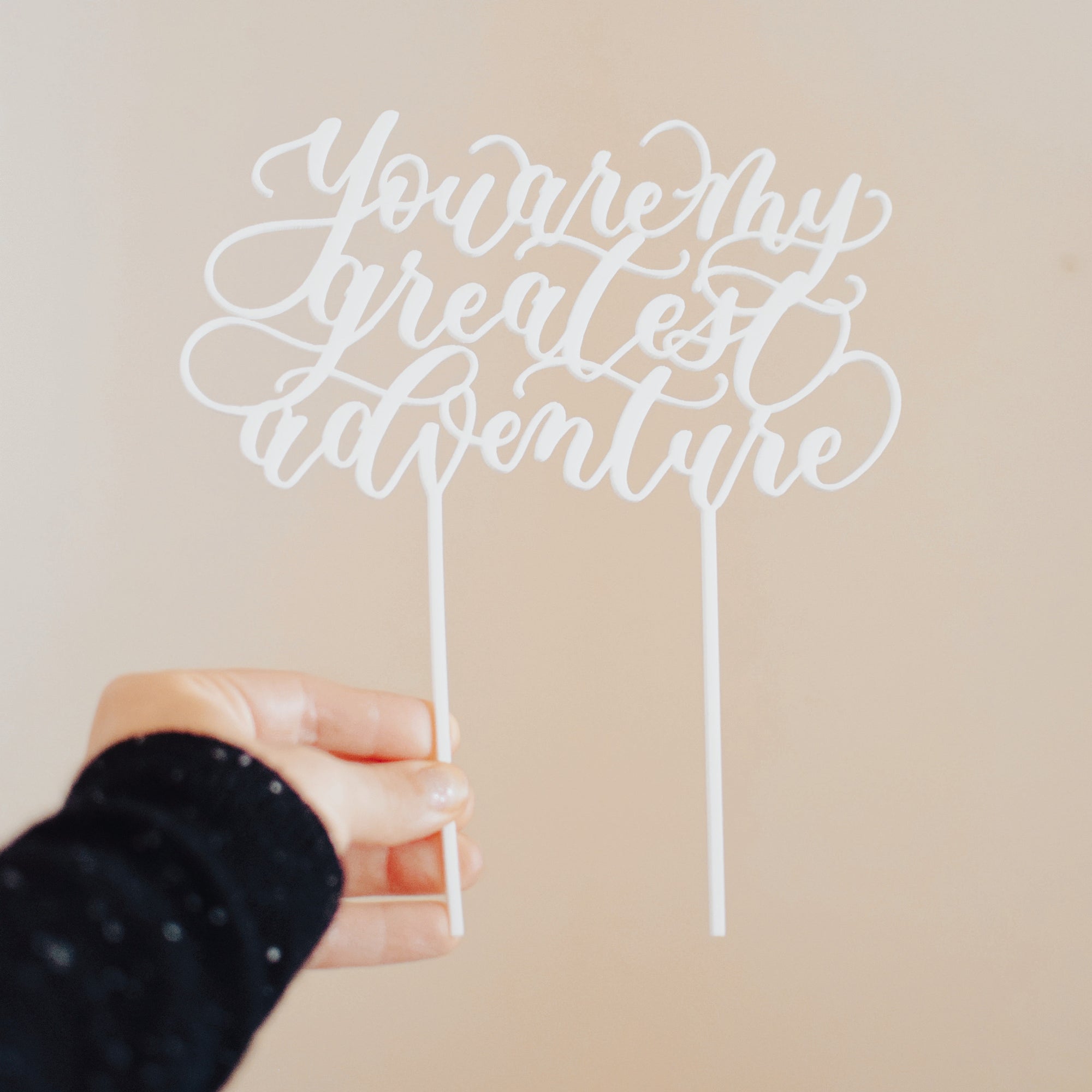 Cake Topper -  You are my greatest adventure (white)
