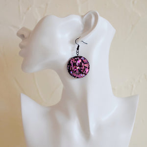 Earrings - Smiley Face Dangles -  Pink Party Confetti