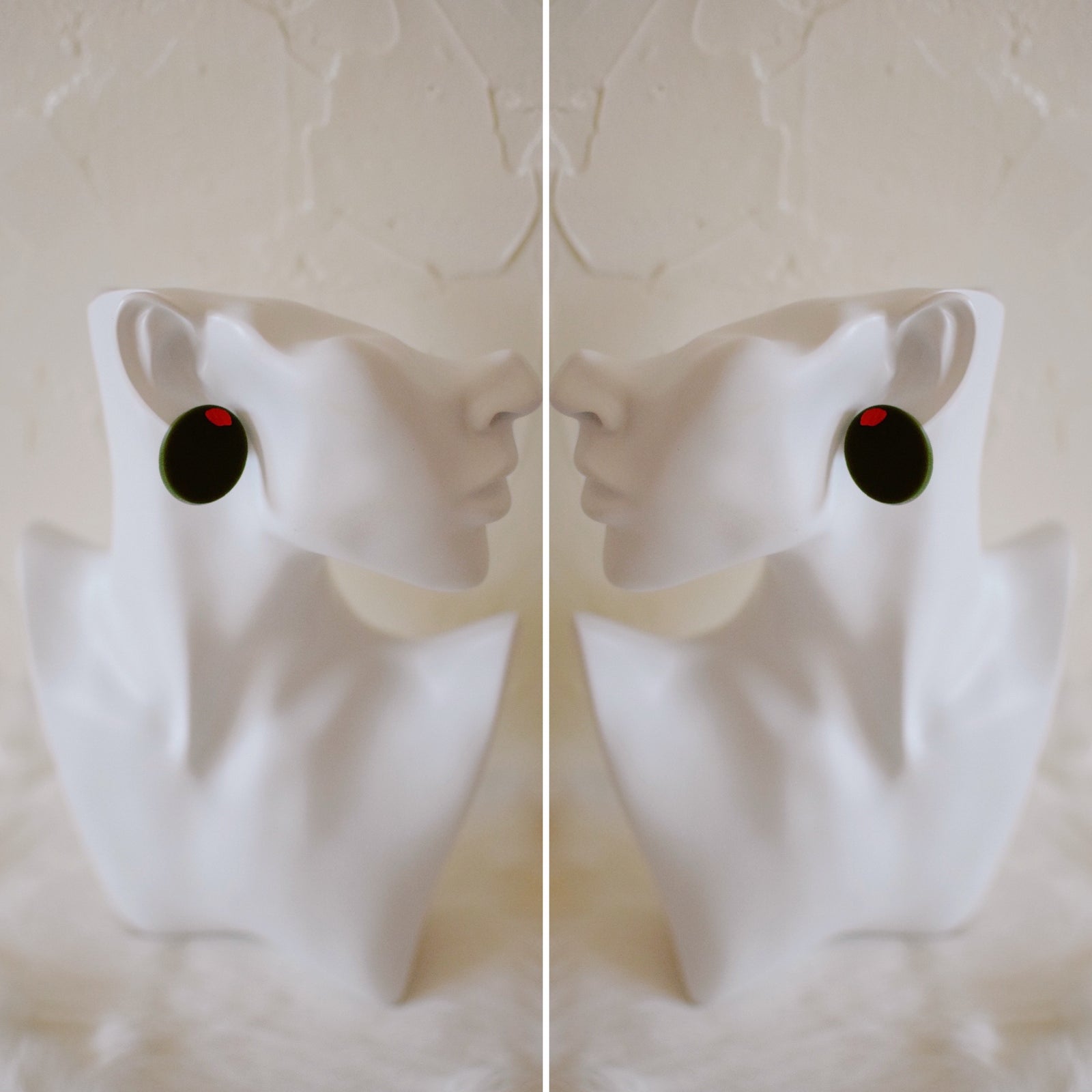 Earrings - Bar Collection - Pimento Olive Studs - Olive Green