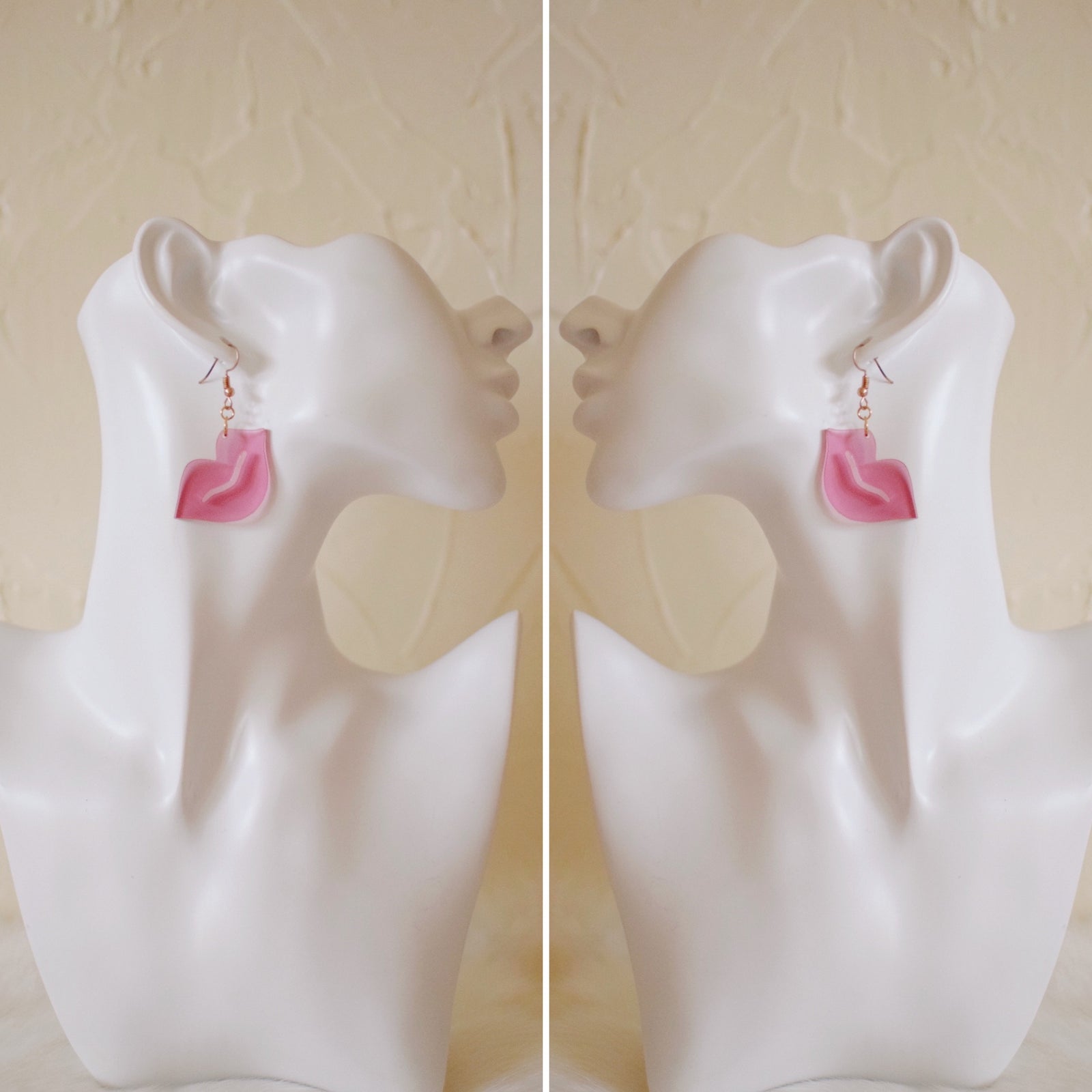 Earrings - Valentines Day - Smooch Dangles - Translucent Fuschia