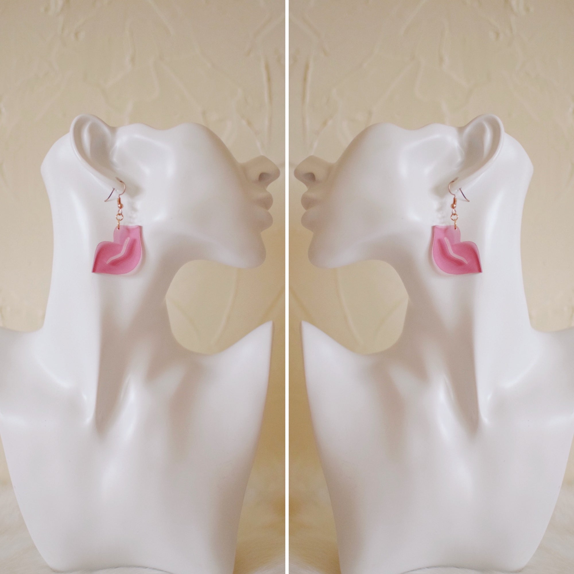 Earrings - Valentines Day - Smooch Dangles - Translucent Fuschia