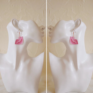 Earrings - Valentines Day - Smooch Dangles - Translucent Fuschia