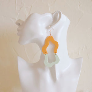 Earrings - Cinco de Mayo -  Tangerine/Mint Colorblock Wiggles