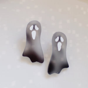 Earrings - Halloween Ghost Studs - Phantom Ghost/White