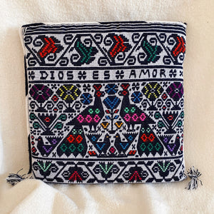 Thrifted Goods - “Dios Es Amor” Colorful Mexican Embroidered Chair Cushion