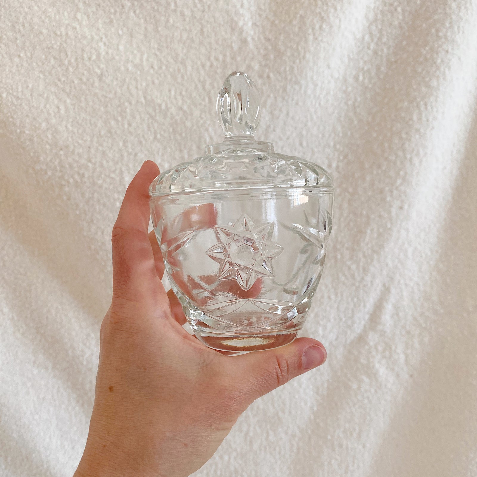 Styling Piece - Vintage 1960’s Star Patterned Crystal Dish with Lid