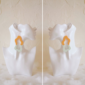 Earrings - Cinco de Mayo -  Tangerine/Mint Colorblock Wiggles