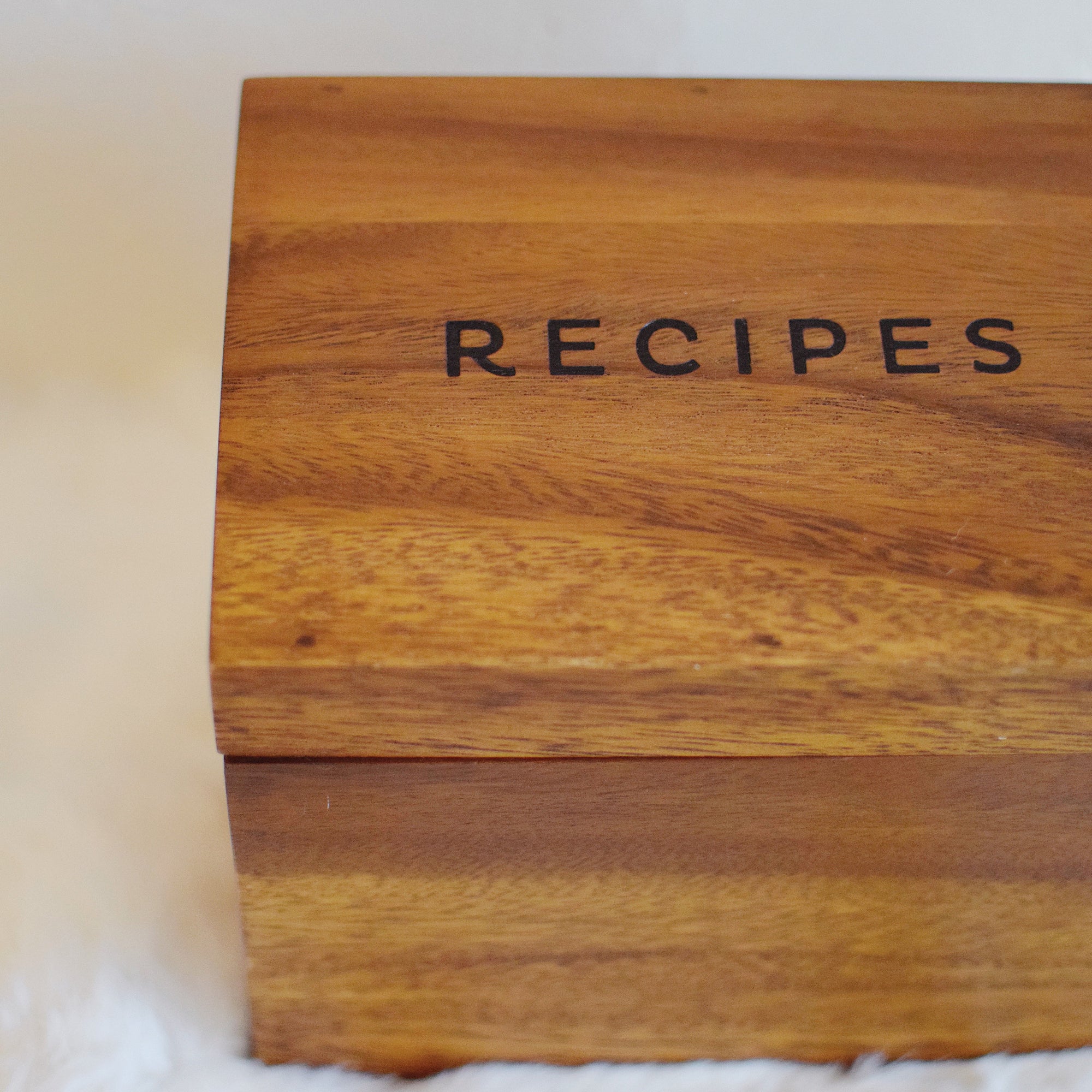 Thrifted Goods - Wooden Acacia Recipes Box