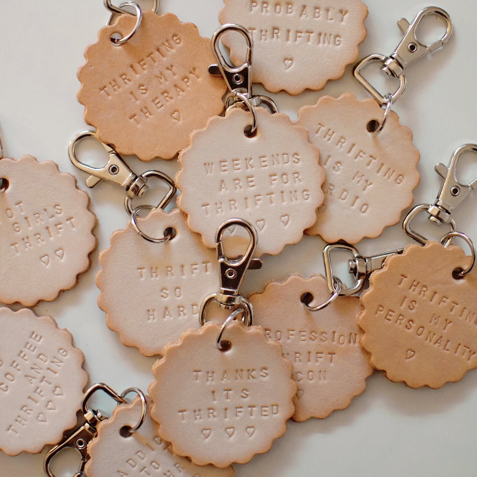 Thrift-y Leather Keychains