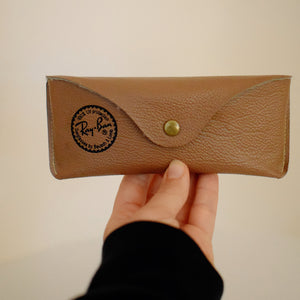 Ray-Ban Soft Leather Sunglass Case - Light Brown w/Gold Enclosure