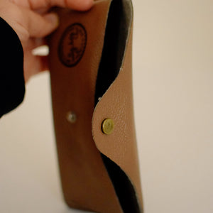 Ray-Ban Soft Leather Sunglass Case - Light Brown w/Gold Enclosure