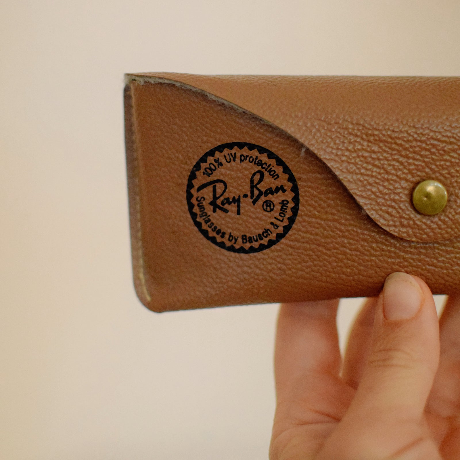 Ray-Ban Soft Leather Sunglass Case - Light Brown w/Gold Enclosure
