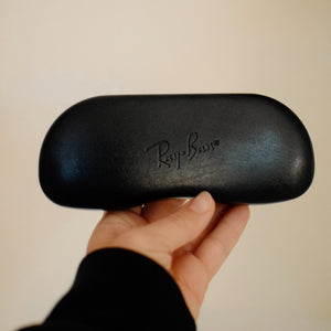 Ray-Ban Hard Leather Sunglass Case - Black with Light Grey Interior