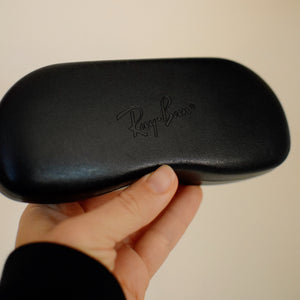 Ray-Ban Hard Leather Sunglass Case - Black with Light Grey Interior