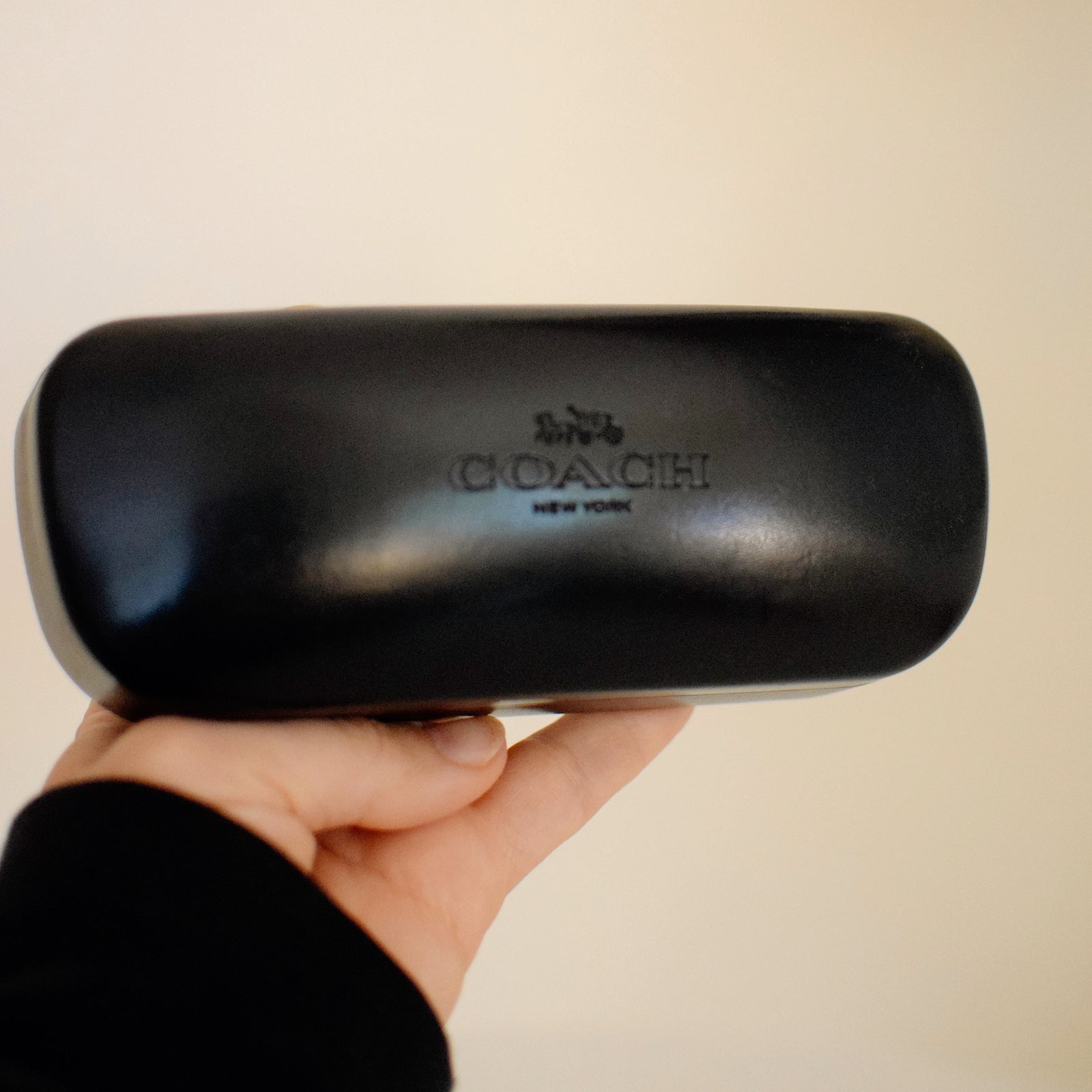 COACH Hard Leather Sunglass Case - Black with Black Interior