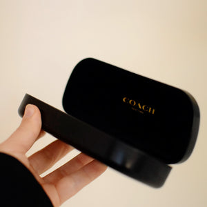 COACH Hard Leather Sunglass Case - Black with Black Interior