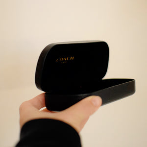 COACH Hard Leather Sunglass Case - Black with Black Interior