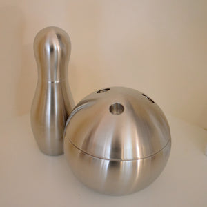 Bowling Ball + Pin Bar Set - MCM Ice Bucket + Cocktail Shaker - Stainless Steel