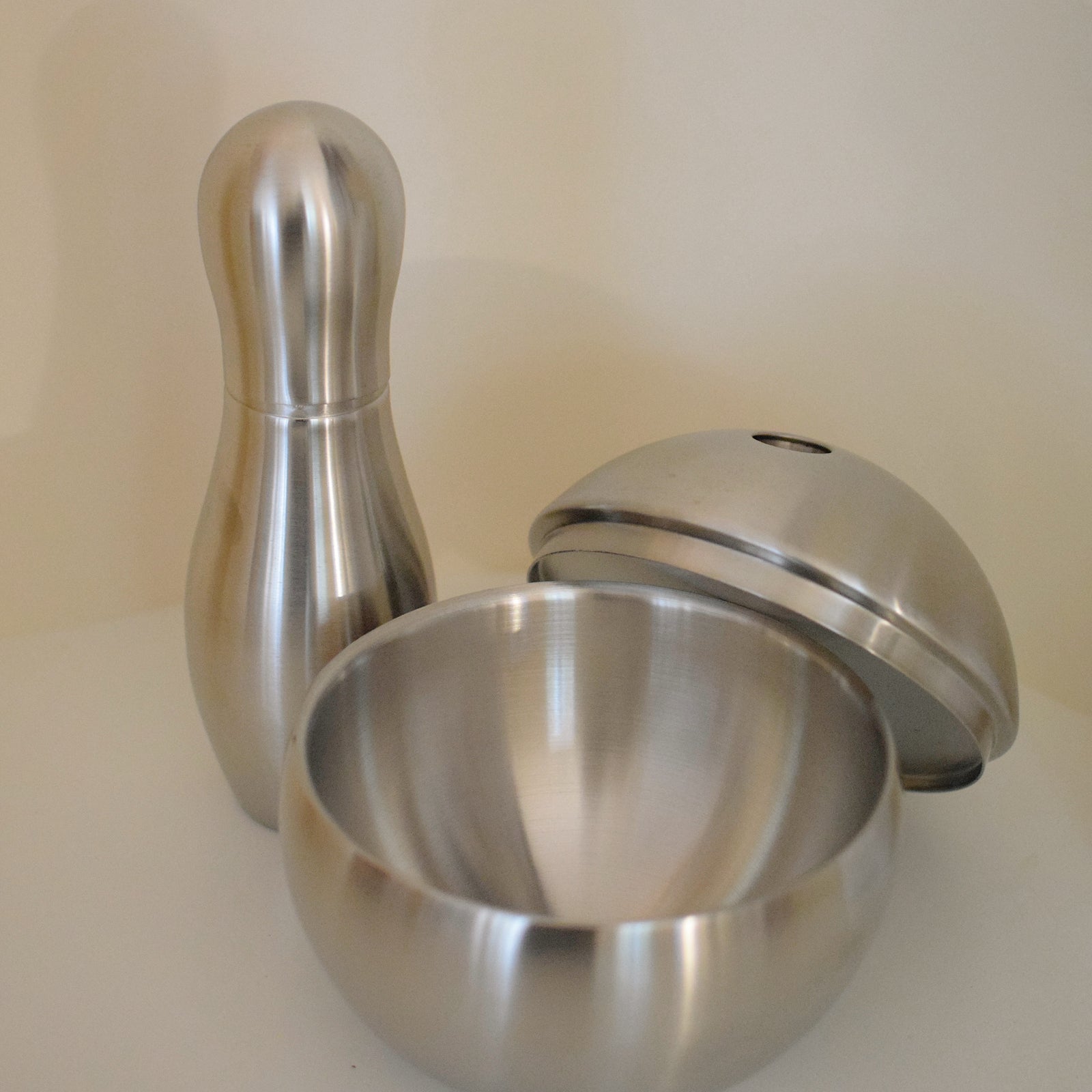 Bowling Ball + Pin Bar Set - MCM Ice Bucket + Cocktail Shaker - Stainless Steel