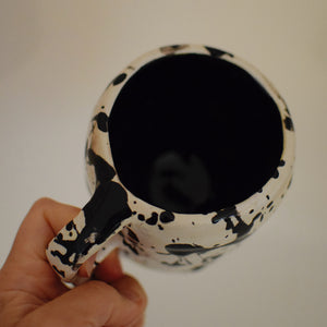Handmade Black + White Splatter Mug