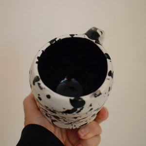 Handmade Black + White Splatter Mug