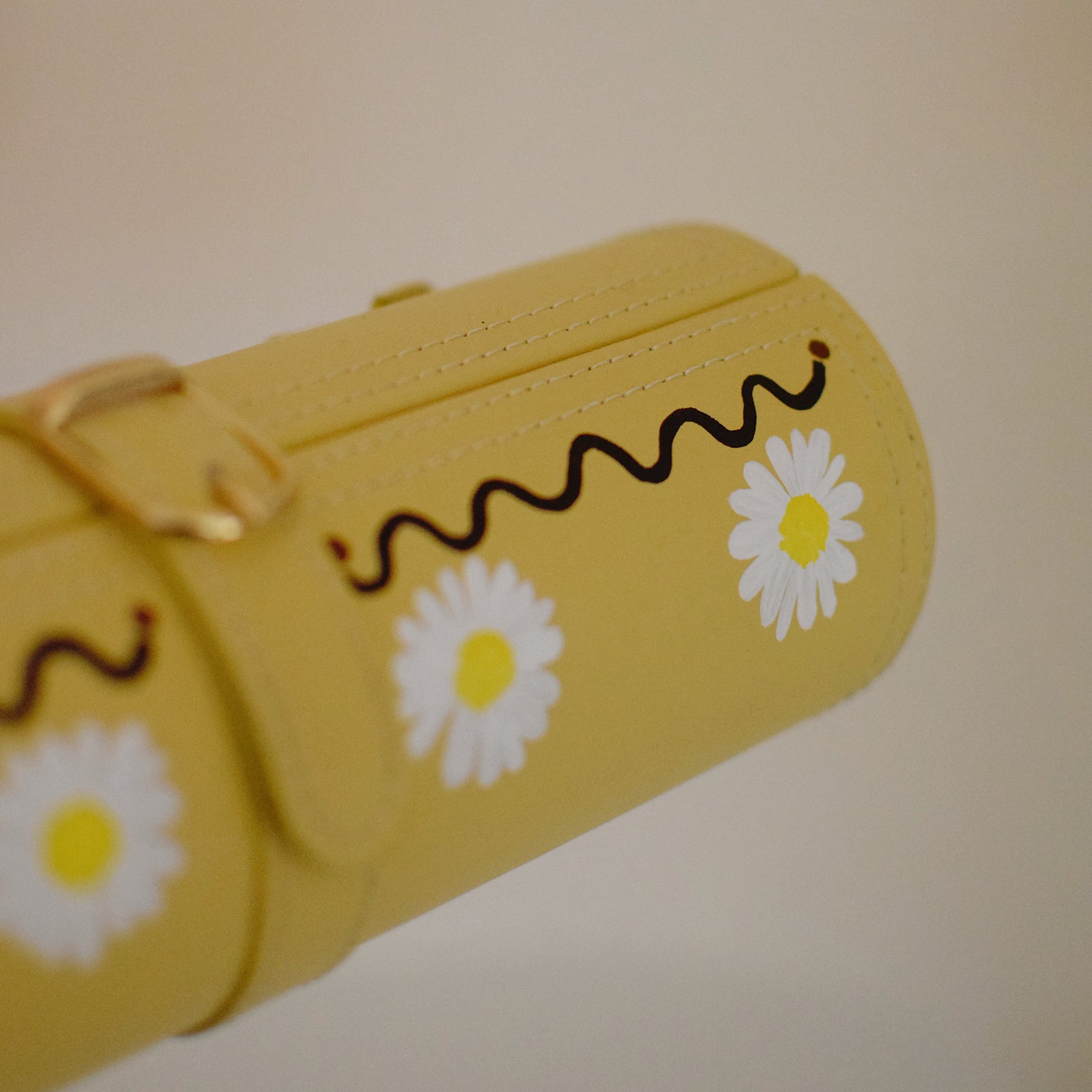 Travel Jewelery Case - Butter Yellow with Hand-painted Daisies