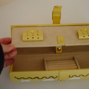 Travel Jewelery Case - Butter Yellow with Hand-painted Daisies