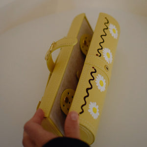 Travel Jewelery Case - Butter Yellow with Hand-painted Daisies
